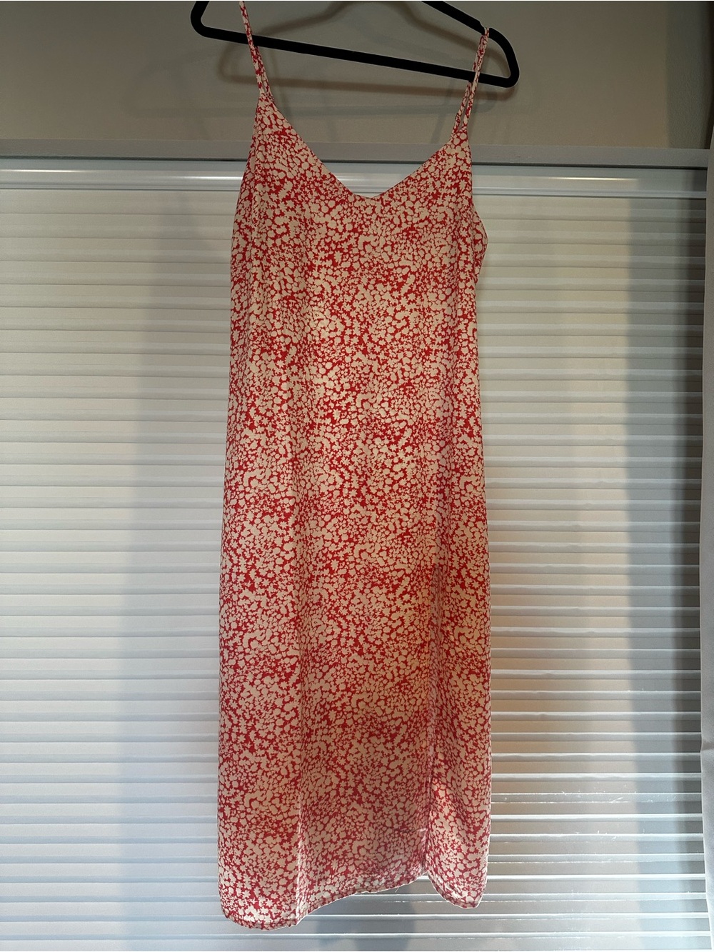 New! Bright Pink Floral Slip Dress with Spaghetti Straps & Slit